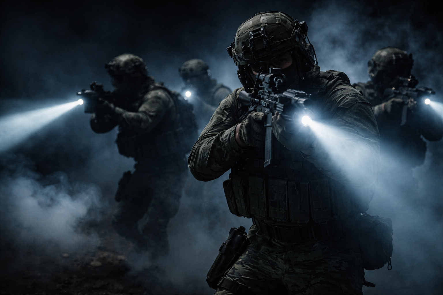 Night training with flashlights